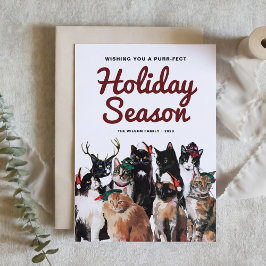 Cartão Postal De Festividades Feriado de Natal Purr-fect Cats
