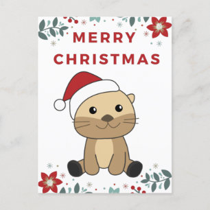 Cartão Postal De Festividades Feriado de Oterro de Neve de Natal Otter