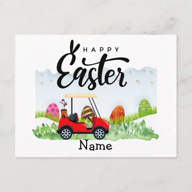 Cartão Postal De Festividades Feriado de Páscoa de golfe para golfe (Frente)
