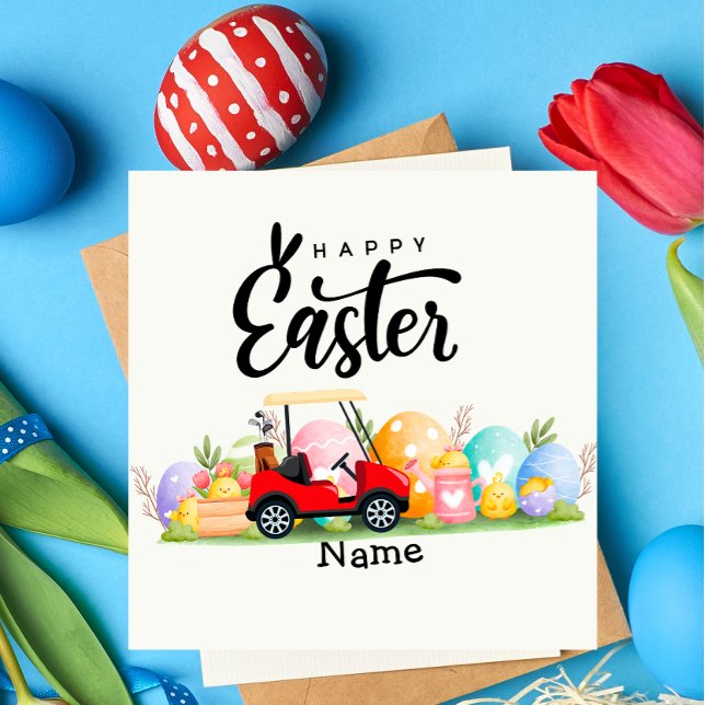 Cartão Postal De Festividades Feriado de Páscoa de golfe para golfe (Criador carregado)