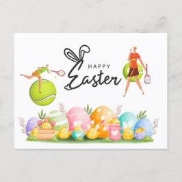Cartão Postal De Festividades Feriado de Páscoa de tênis para Tênis Player