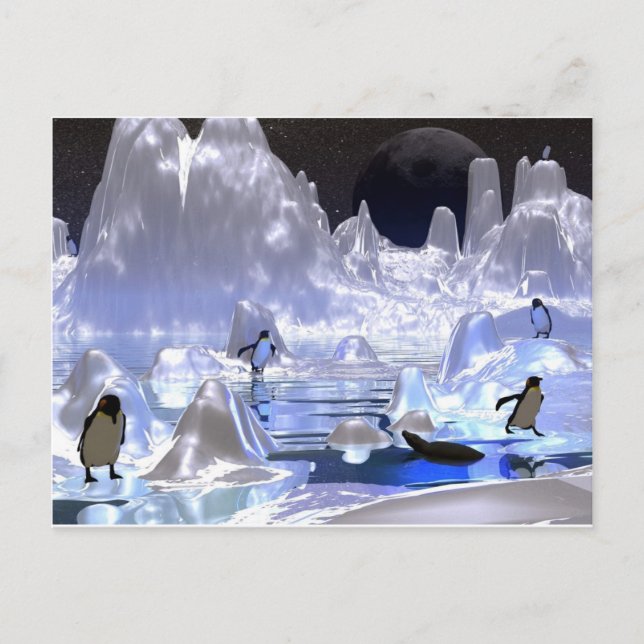 Cartão Postal De Festividades feriado de pinguins de 3d art (Frente)