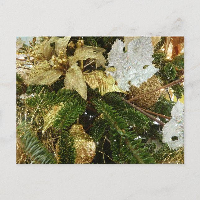 Cartão Postal De Festividades Feriado de Prata e Dourado Árvore de Natal II (Frente)