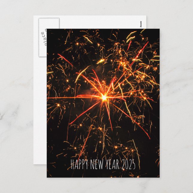 Cartão Postal De Festividades Feriado do Fireworks Photo Feliz ano novo 2026 (Frente/Verso)