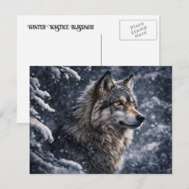 Cartão Postal De Festividades Feriado do Lobo do Solstício de Inverno