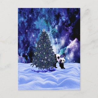 Cartão Postal De Festividades Feriado do Natal da panda no Pólo Norte