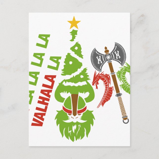 Cartão Postal De Festividades Feriado do Natal de Viking Valhalla (Frente)