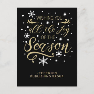 Cartão Postal De Festividades feriado Elegante negro e Dourado