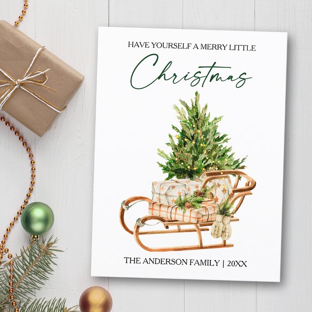 Cartão Postal De Festividades Feriado em Tinta de Aquarela (Customize to change your personalized text size or text style)