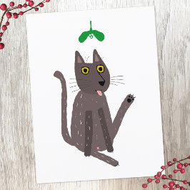 Cartão Postal De Festividades Feriado Engraçado de Humor Gato