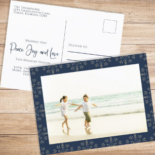 Cartão Postal De Festividades Feriado Joy Love Elegante Snowflakes 1 Foto