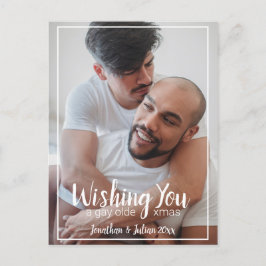 Cartão Postal De Festividades Feriado LGBTQ de Natal antigo da gay