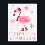 Cartão Postal De Festividades Feriado tropical do Natal da praia do flamingo de<br><div class="desc">Estilo litoral da praia de Cindy Bendel do © todos os direitos reservados.</div>