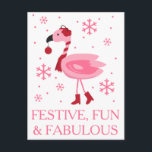Cartão Postal De Festividades Feriado tropical do Natal da praia do flamingo de<br><div class="desc">Estilo litoral da praia de Cindy Bendel do © todos os direitos reservados.</div>