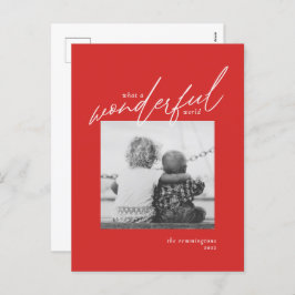 Cartão Postal De Festividades Feriado Vermelho de Natal Simples do Mundo Maravil