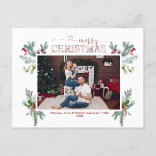 Cartão Postal De Festividades Feriados Charm Foto Dourada Feliz Natal