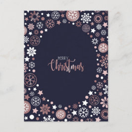 Cartão Postal De Festividades Feriados de natal em flocos de neve brancos de our