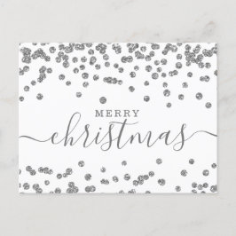 Cartão Postal De Festividades Feriados de Natal em Prata Simples Brancos