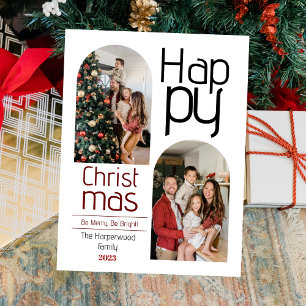 Cartão Postal De Festividades Feriados de Natal simples Foto de tipografia moder