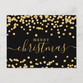 Cartão Postal De Festividades Feriados DOURADOS simples de Natal preto brilhante