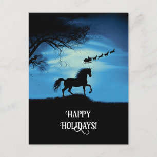 Cartão Postal De Festividades Feriados Felizes de Natal do Cavalo e do Pai Natal