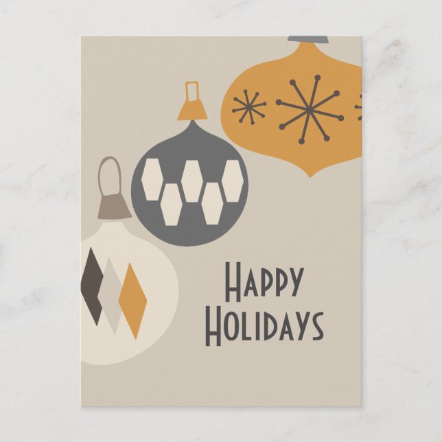 Cartão Postal De Festividades Feriados Felizes de Ornamentos da Idade Atômica (Frente)