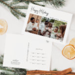 Cartão Postal De Festividades Feriados Felizes de Script Moderno - Três Fotos<br><div class="desc">Este moderno roteiro feliz festas de três fotos de cartão postal de feriado é perfeito para seu chique minimalista, preto e branco. A caligrafia manuscrita branca é delicada e rústica enquanto permanece elegante e elegante. A design reflete um simples dia de inverno todo-branco e evoca memórias de uma vida mais...</div>