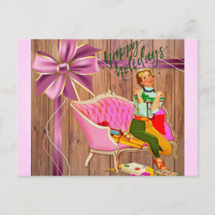 Cartão Postal De Festividades Feriados Felizes do Estilo Retro de Natal!