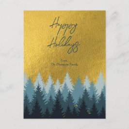 Cartão Postal De Festividades Feriados Felizes do Ouro Paisagem das Árvores Flor