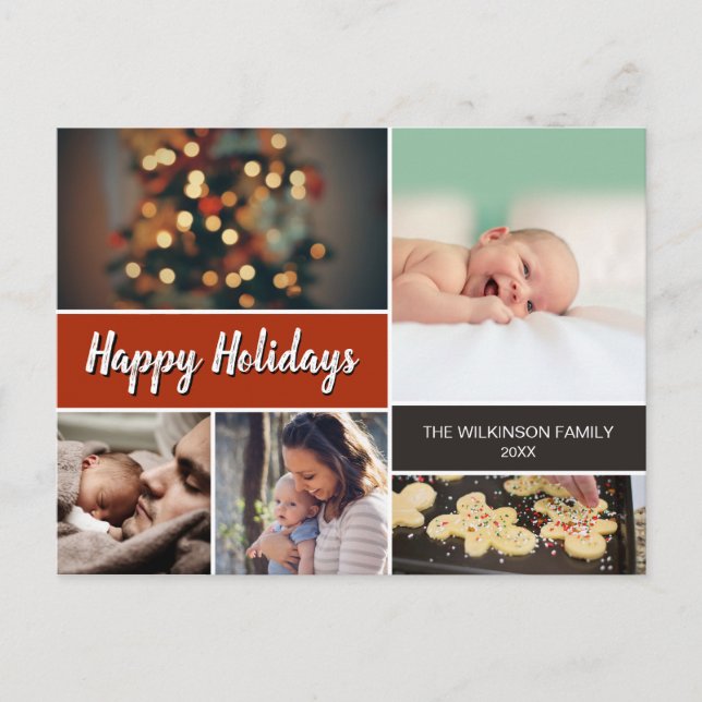 Cartão Postal De Festividades Feriados Felizes em Laranja Rust Natal (Frente)