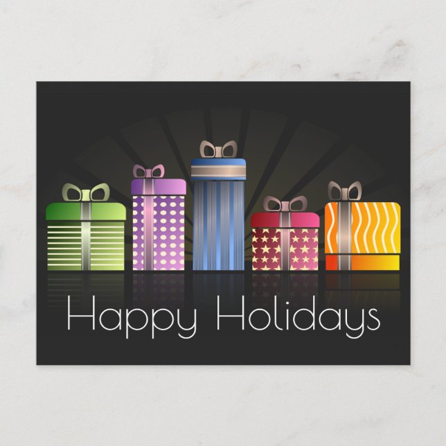 Cartão Postal De Festividades Feriados Felizes para Presentes Coloridos (Frente)