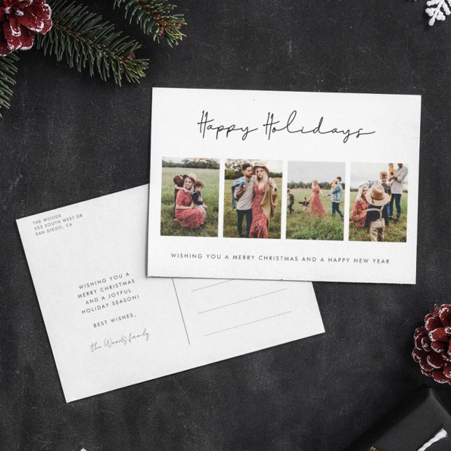 Cartão Postal De Festividades Feriados Mínimos Modernos 4 Colagem de Fotografias (Criador carregado)