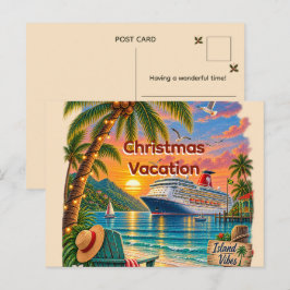 Cartão Postal De Festividades Férias de Cruzeiro Tropical Pôr do Sol Vibrações d