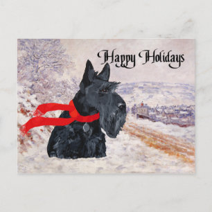 Cartão Postal De Festividades Férias de Inverno do Terrier Escocês