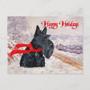 Cartão Postal De Festividades Férias de Inverno do Terrier Escocês