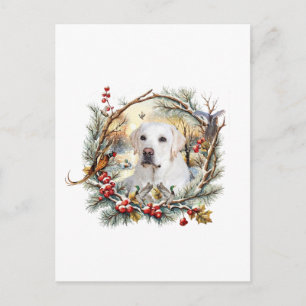 Cartão Postal De Festividades Férias de Labrador Retriever Nevado
