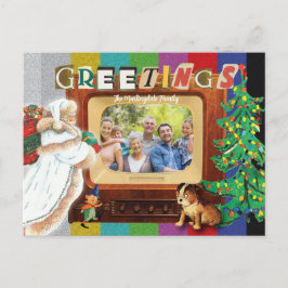 Cartão Postal De Festividades Férias de Natal com Foto Retro Moderna