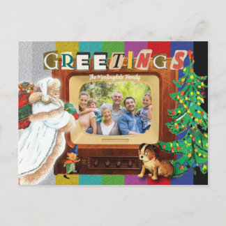 Cartão Postal De Festividades Férias de Natal com Foto Retro Moderna