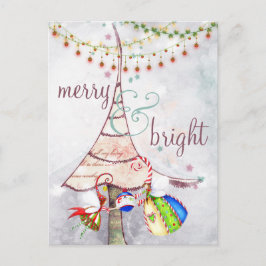 Cartão Postal De Festividades Férias de Natal de Fada feliz e Bright