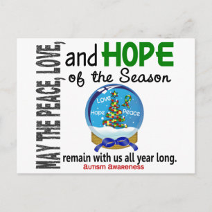 Cartão Postal De Festividades Férias de Natal - Globo de Neve 1 Autismo
