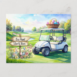 Cartão Postal De Festividades Férias de Páscoa de golfe no campo de golfe