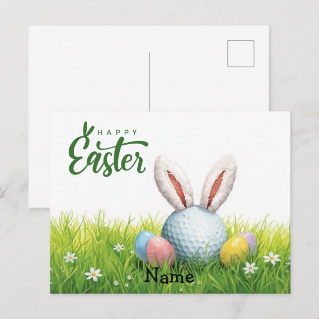 Cartão Postal De Festividades Férias de Páscoa de golfe para golfista (Frente/Verso)