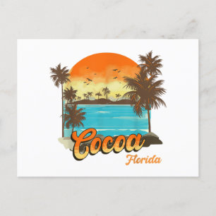 Cartão Postal De Festividades Férias de Verão na Flórida de Cacau Palm Sunset