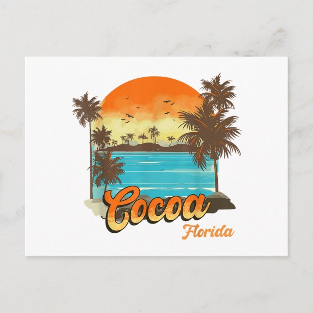 Cartão Postal De Festividades Férias de Verão na Flórida de Cacau Palm Sunset (Frente)
