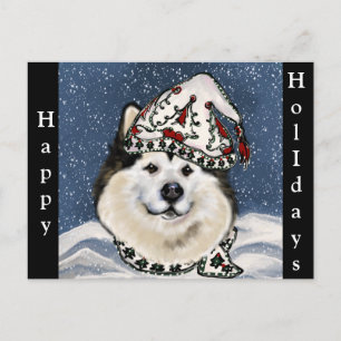 Cartão Postal De Festividades Férias do Malamute do Alasca 