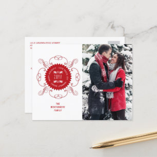 Cartão Postal De Festividades Férias Felizes Amor Paz Alegria Selo Ornamentado F