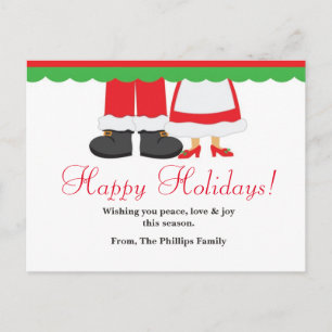 Cartão Postal De Festividades Férias Felizes de Natal Papai Noel & Sra Cartão Po
