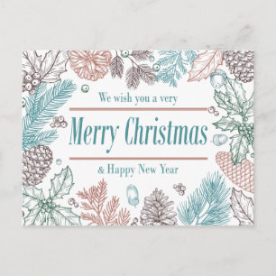 Cartão Postal De Festividades Férias Felizes Floral   Cartão de Férias com Foto