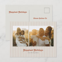 Férias Felizes Modernas Listradas Retro Multi-foto