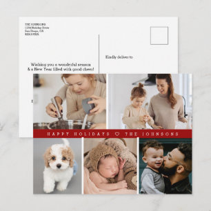 Cartão Postal De Festividades Férias Felizes Moderno Simples Grid de Fotos da Fa
